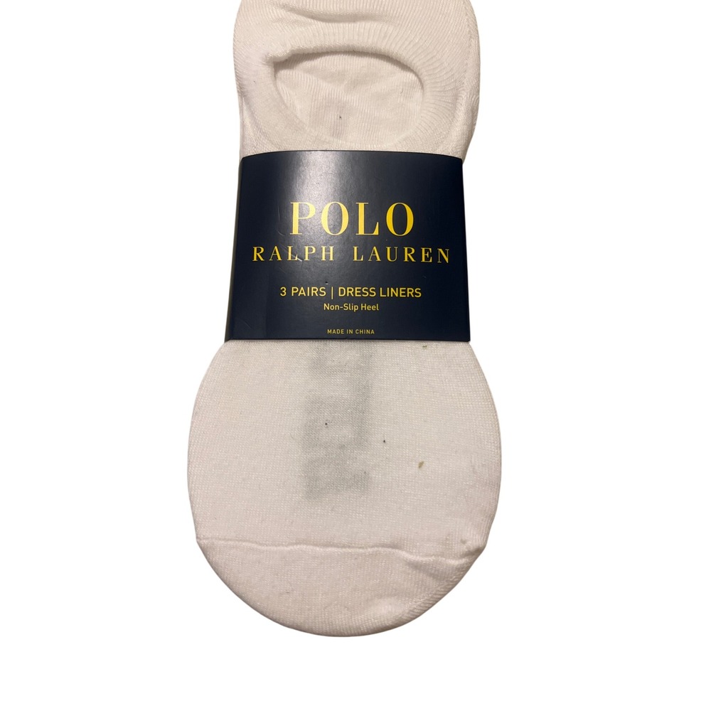 Polo‎ Ralph Lauren Dress Liners Mens 10-13 White New 3 Pair Pack Non-Slip Heel